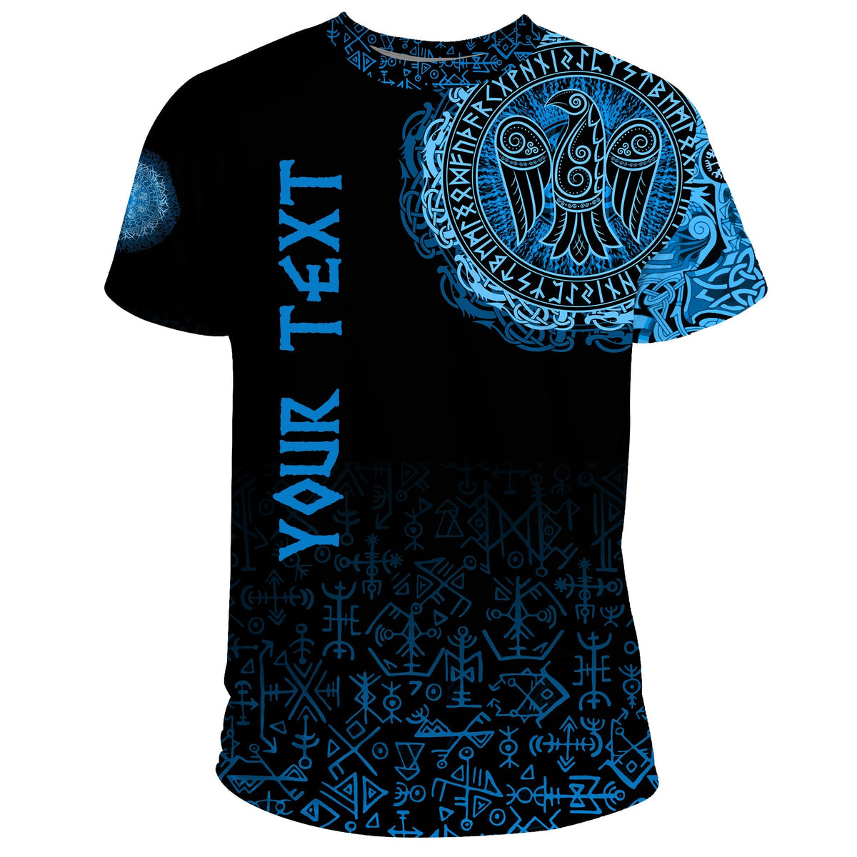 Custom Viking T Shirt Raven Celtic Cyan RLT12 - Wonder Print Shop