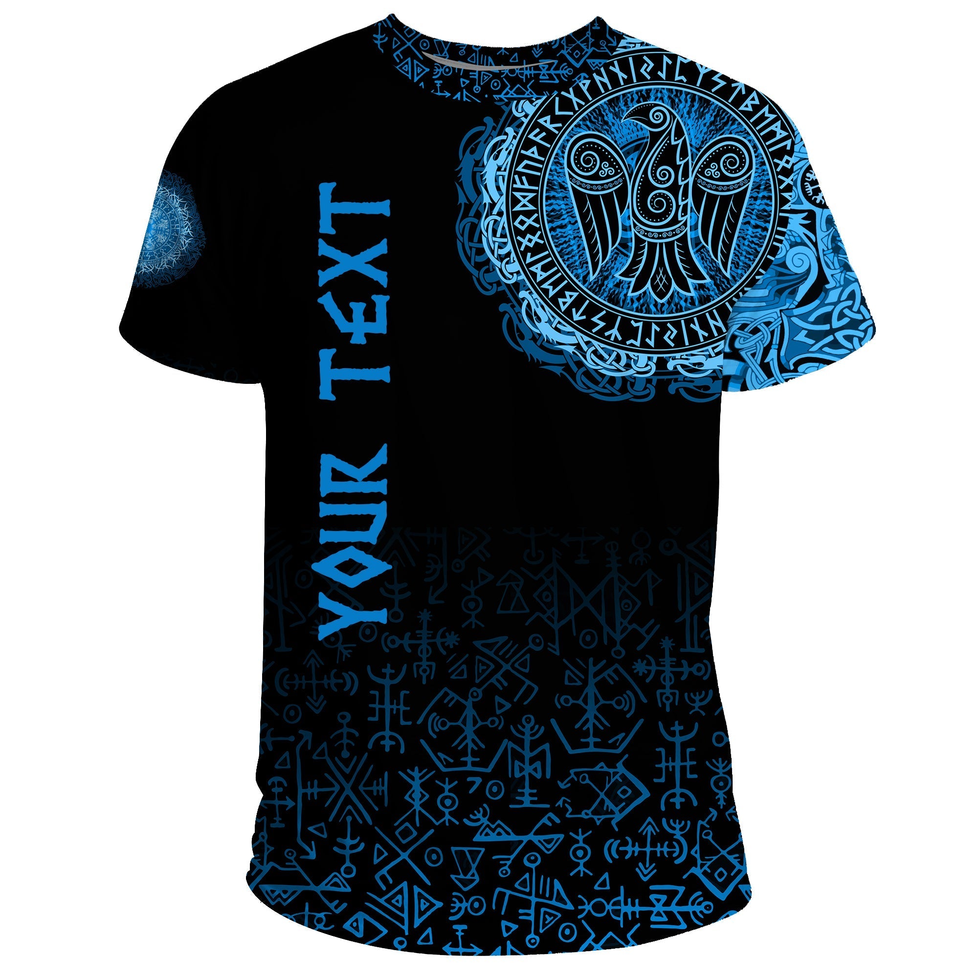 Custom Viking T Shirt Raven Celtic Cyan RLT12 - Wonder Print Shop