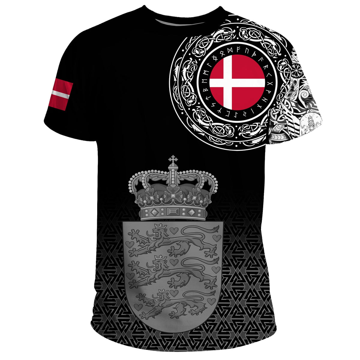 Viking T Shirt Denmark Coat Of Arms RLT12 - Wonder Print Shop