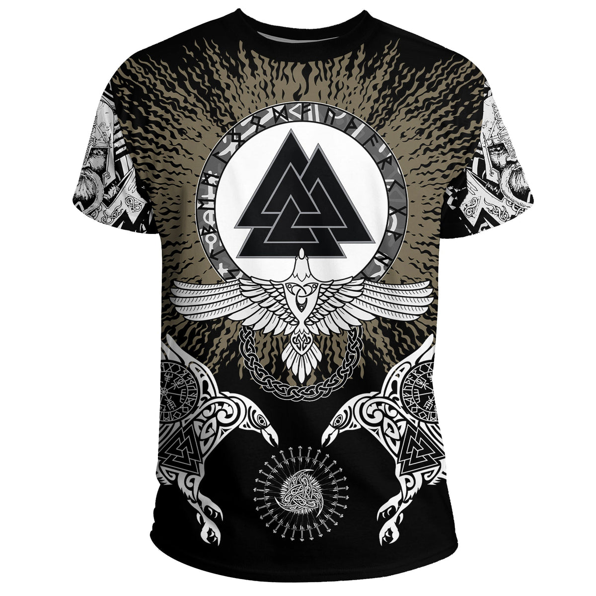 Viking T Shirt Raven, Valknut and Vegvisir RLT12 - Wonder Print Shop