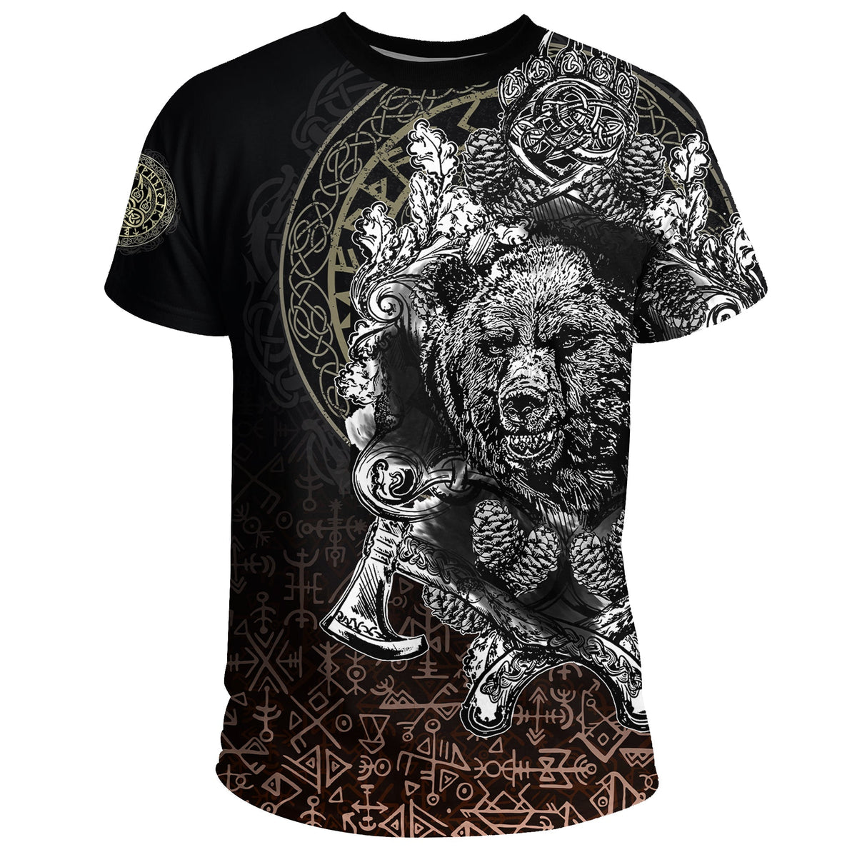 Viking T Shirt Bear Claws and Viking Hammer RLT12 - Wonder Print Shop