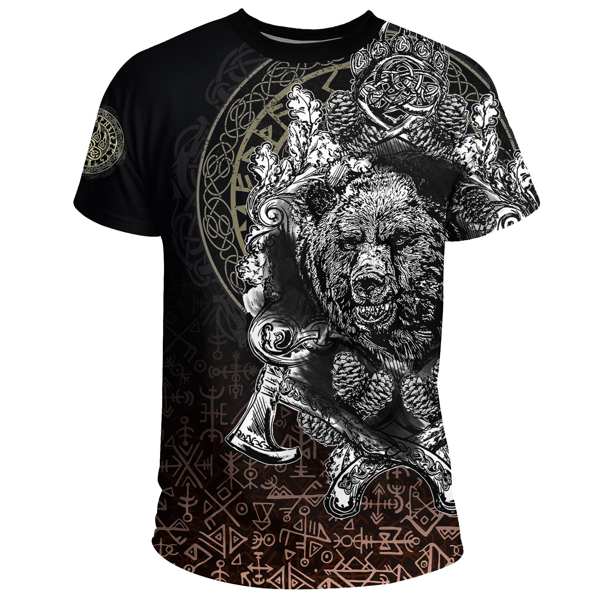 Viking T Shirt Bear Claws and Viking Hammer RLT12 - Wonder Print Shop