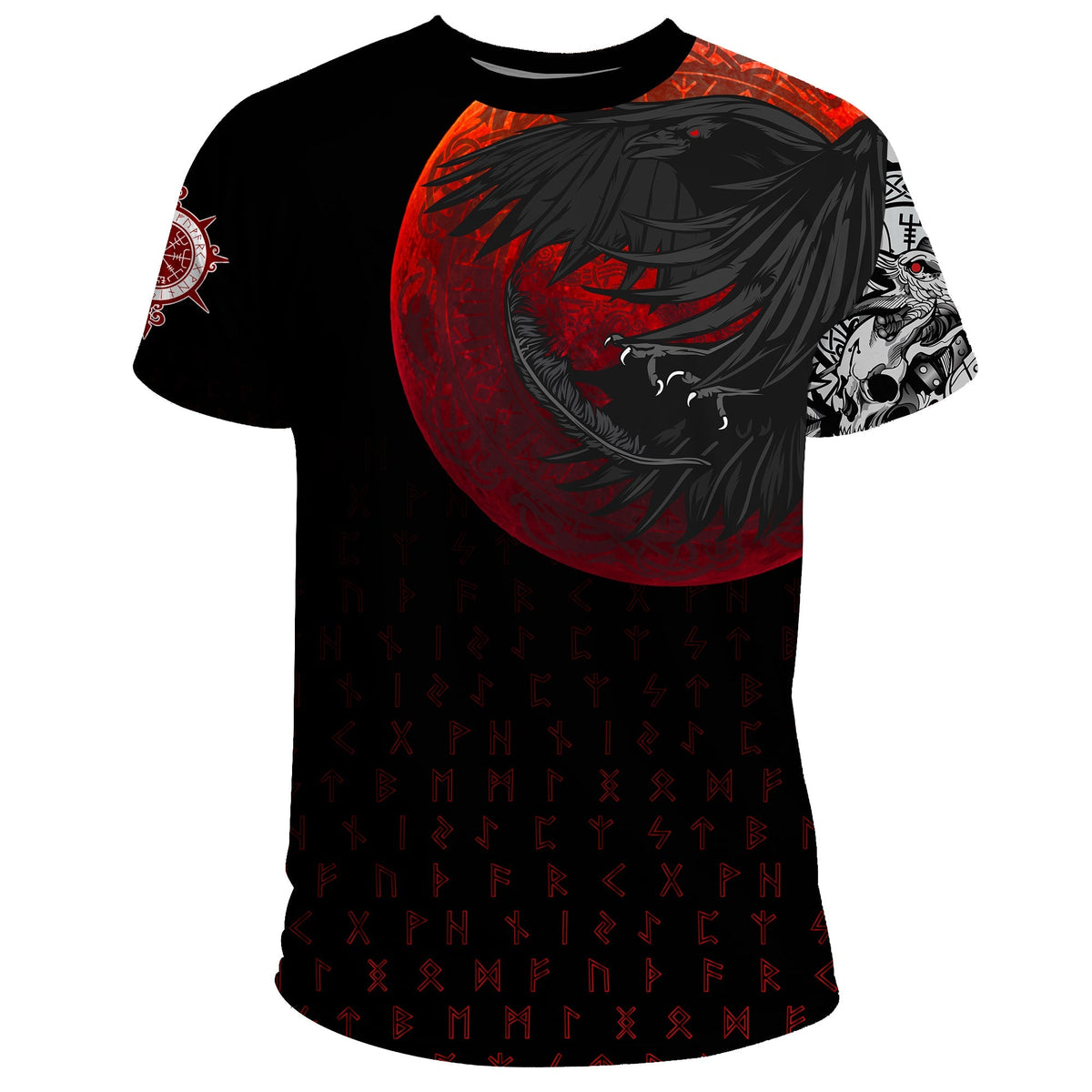 Custom Viking T Shirt Viking Raven Blood Moon RLT12 - Wonder Print Shop