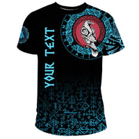 Custom Viking T Shirt Raven Celtic Cyan Tattoo RLT12 - Wonder Print Shop