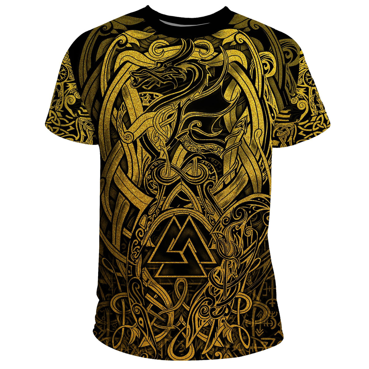 Viking T Shirt Valknut and Dragon Tattoo Golden RLT12 - Wonder Print Shop