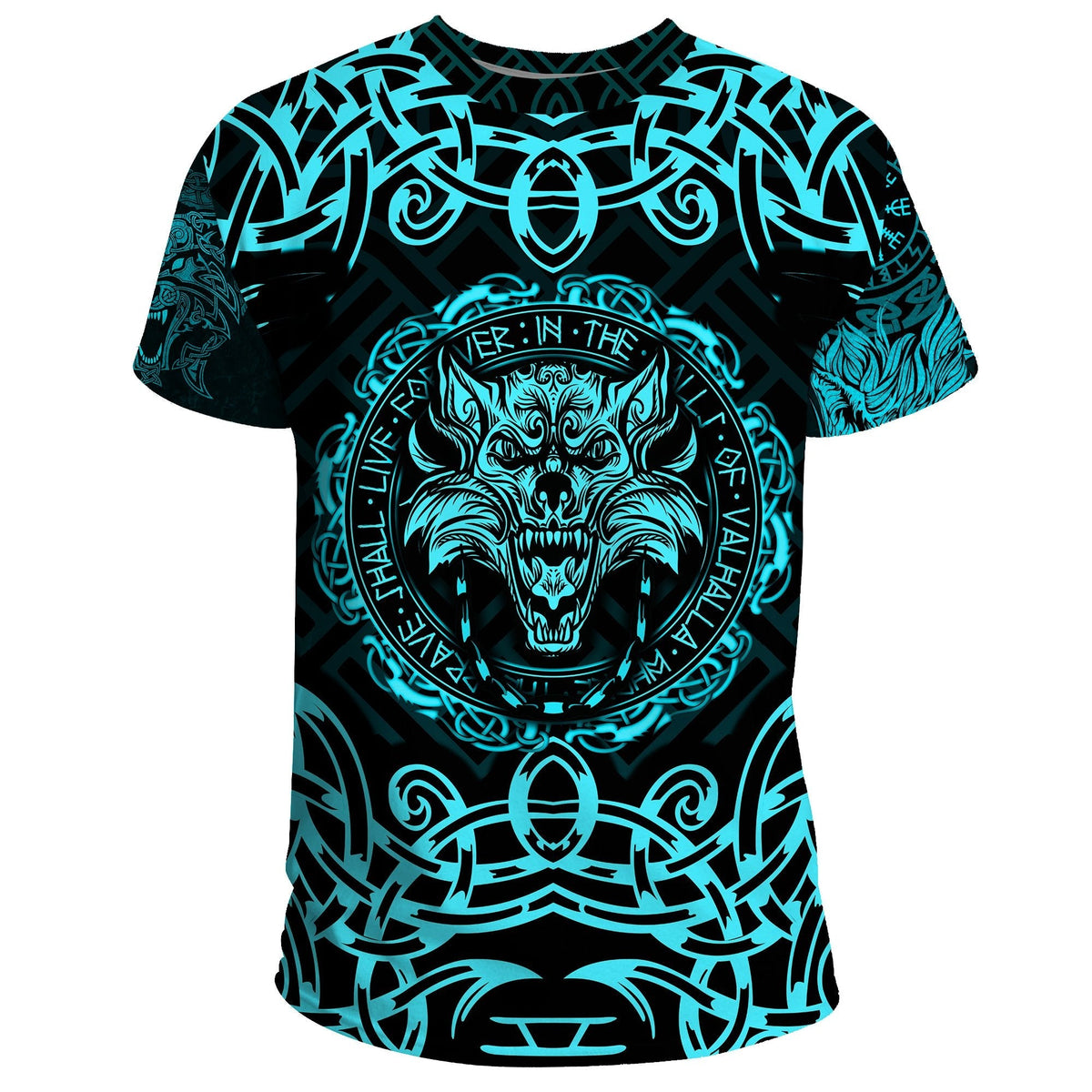 Viking T Shirt Fenrir Viking Cyan 3D RLT12 - Wonder Print Shop