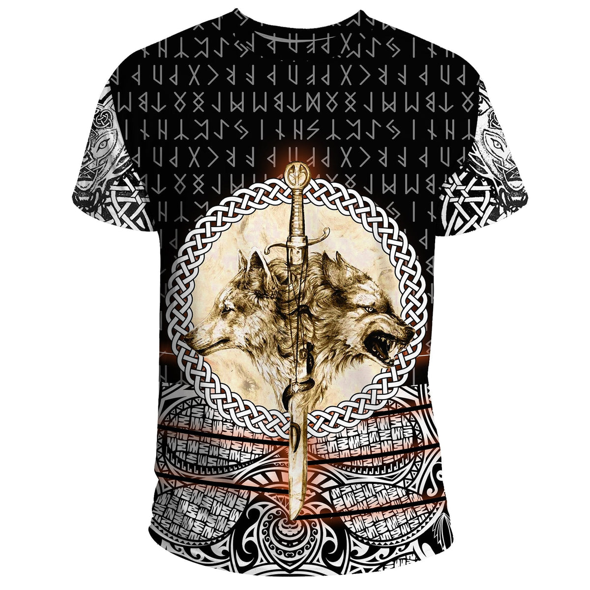 Viking T Shirt Wolf and Vikings Tattoo 3D RLT12 - Wonder Print Shop