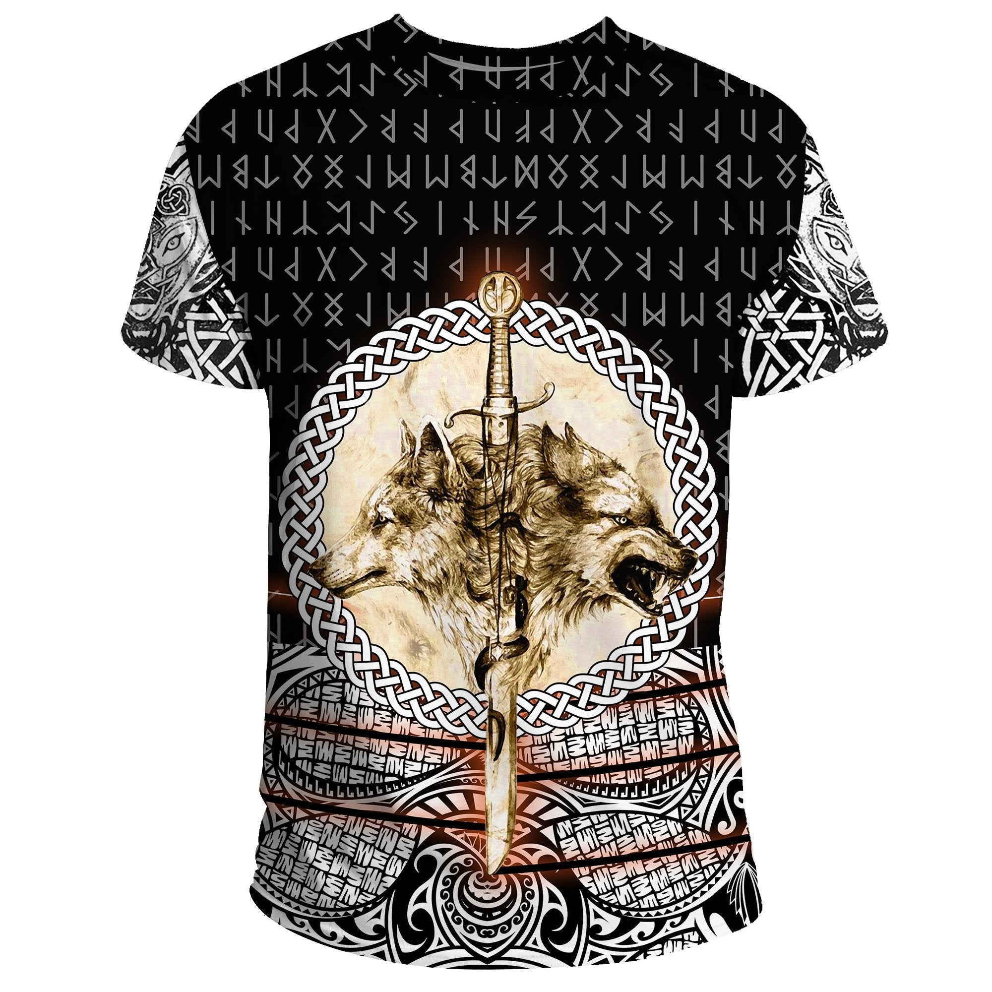 Viking T Shirt Wolf and Vikings Tattoo 3D RLT12 - Wonder Print Shop