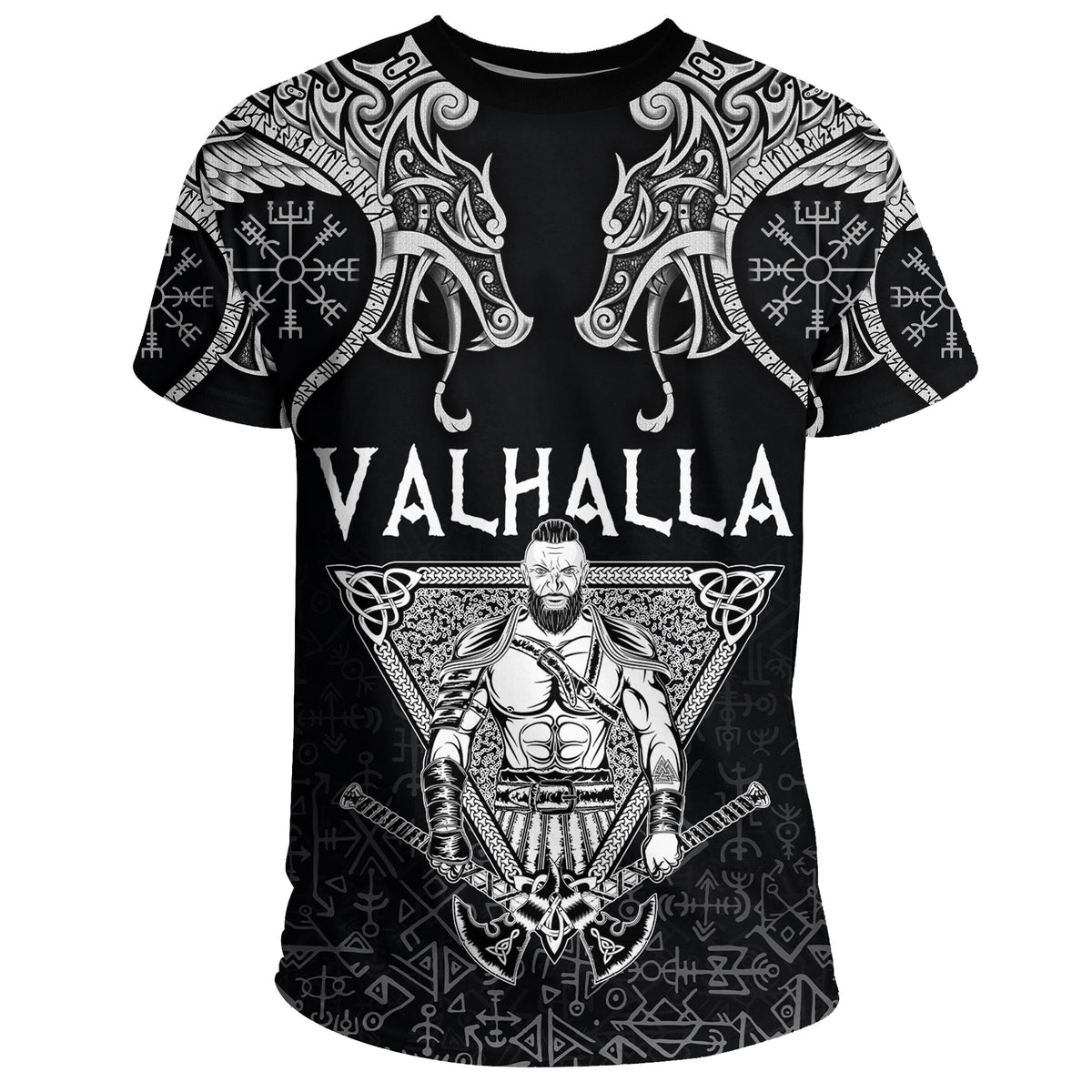 Viking T Shirt Warrior Valhalla and Double Dragon RLT12 - Wonder Print Shop