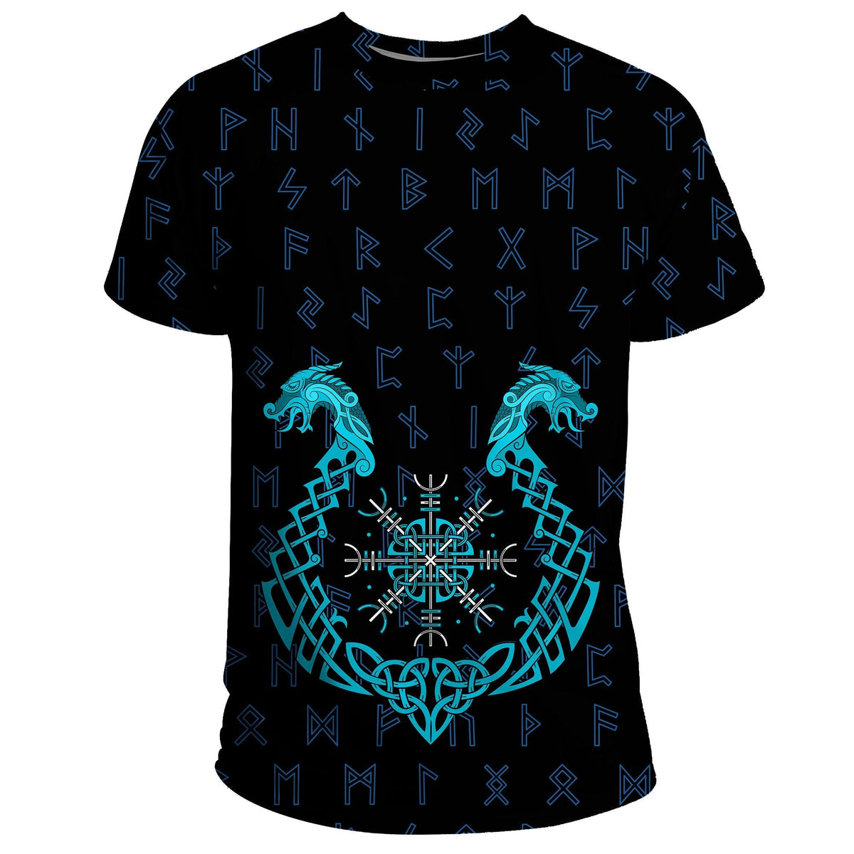 Viking T Shirt, Aegishjalmur Helm Of Awe Blue Edition RLT12 - Wonder Print Shop