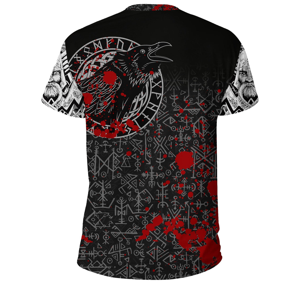 Viking T Shirt Odin Raven Rune Futhark Blood RLT12 - Wonder Print Shop