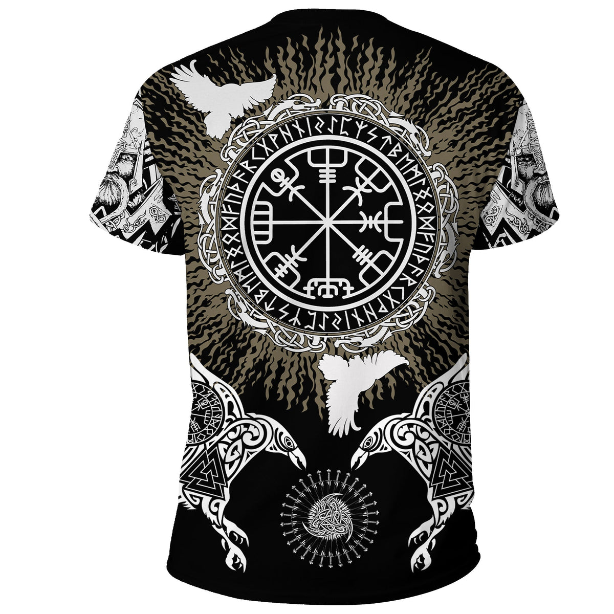 Viking T Shirt Raven, Valknut and Vegvisir RLT12 - Wonder Print Shop