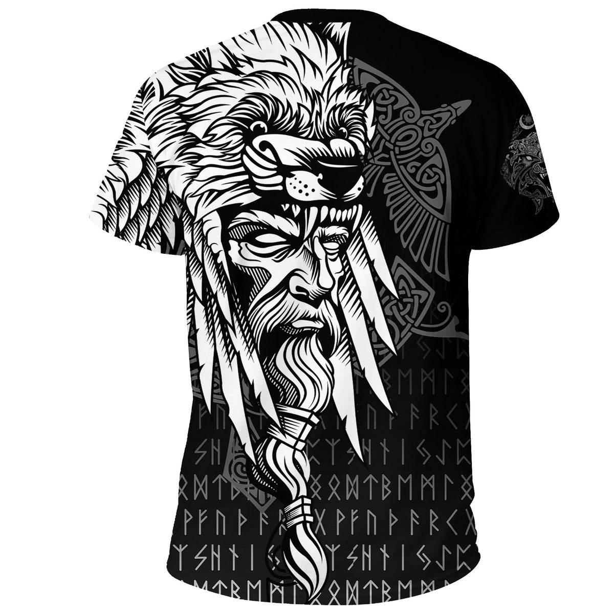 Custom Viking T Shirt Odin Raven And Fenrir On Hand RLT12 - Wonder Print Shop