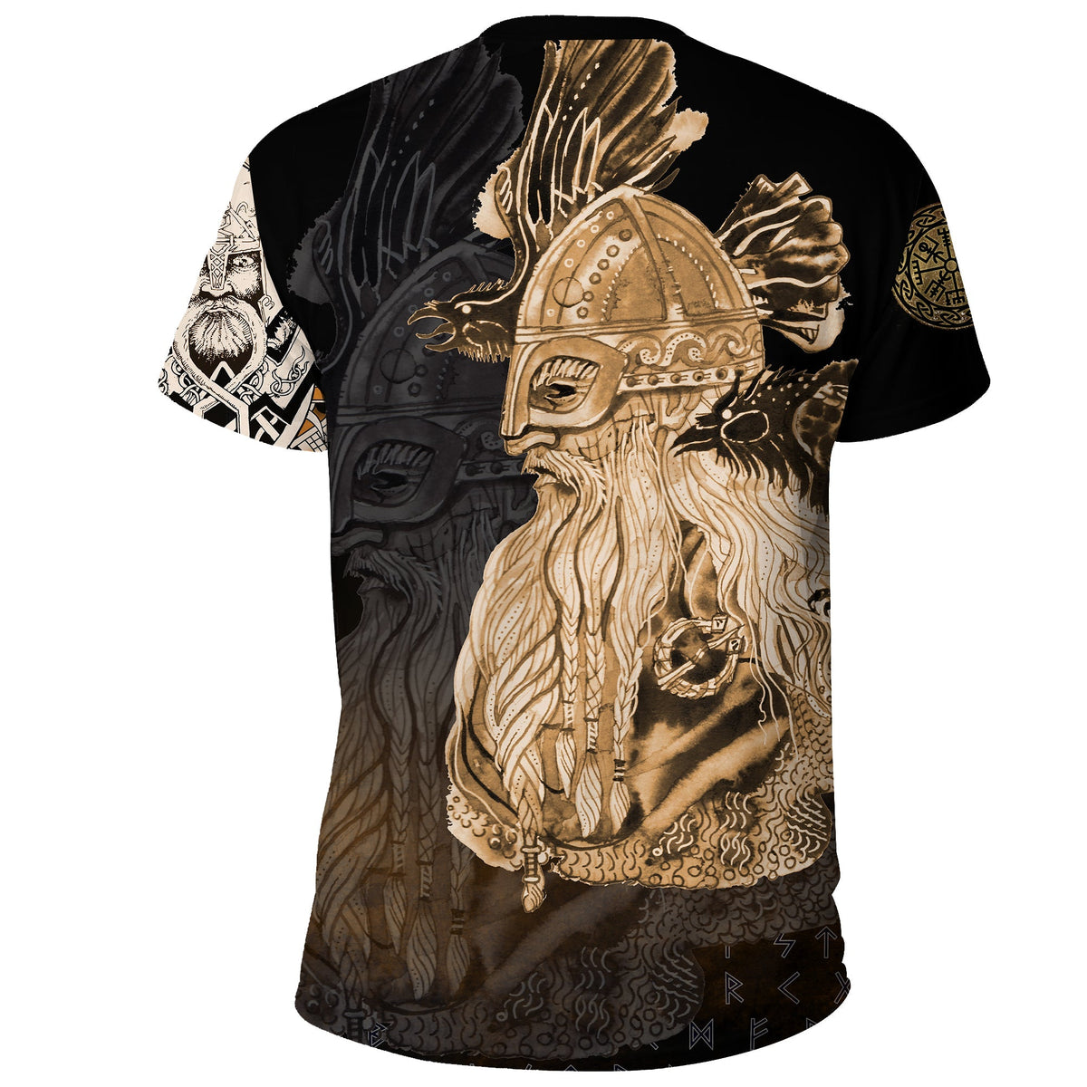 Viking T Shirt Odin Raven Viking Gold RLT12 - Wonder Print Shop