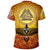 Viking T Shirt Raven Of Odin and Drakkar On Fire On Vignette Gold Valknut RLT12 - Wonder Print Shop