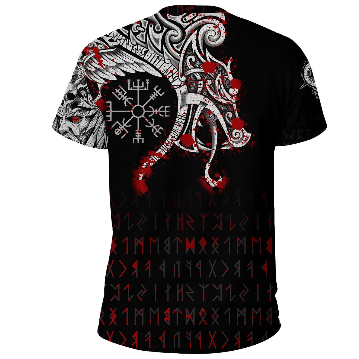 Viking T Shirt, Dragon and Vegvisir Blood Tattoo RLT12 - Wonder Print Shop