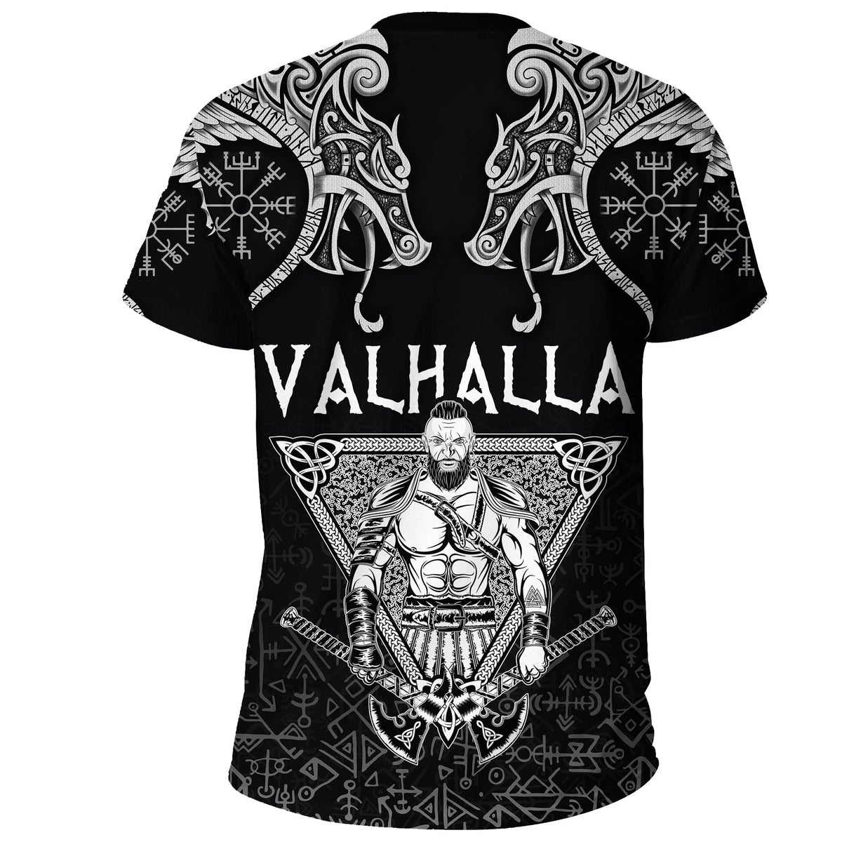 Viking T Shirt Warrior Valhalla and Double Dragon RLT12 - Wonder Print Shop