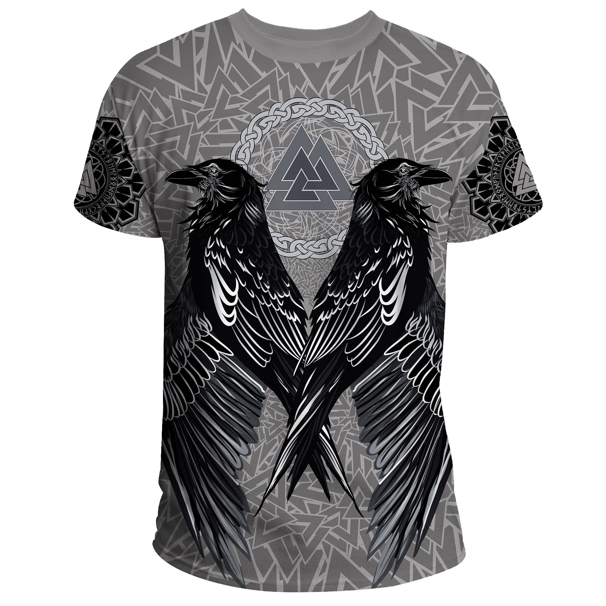 Viking T Shirt Raven Valknut RLT12 - Wonder Print Shop