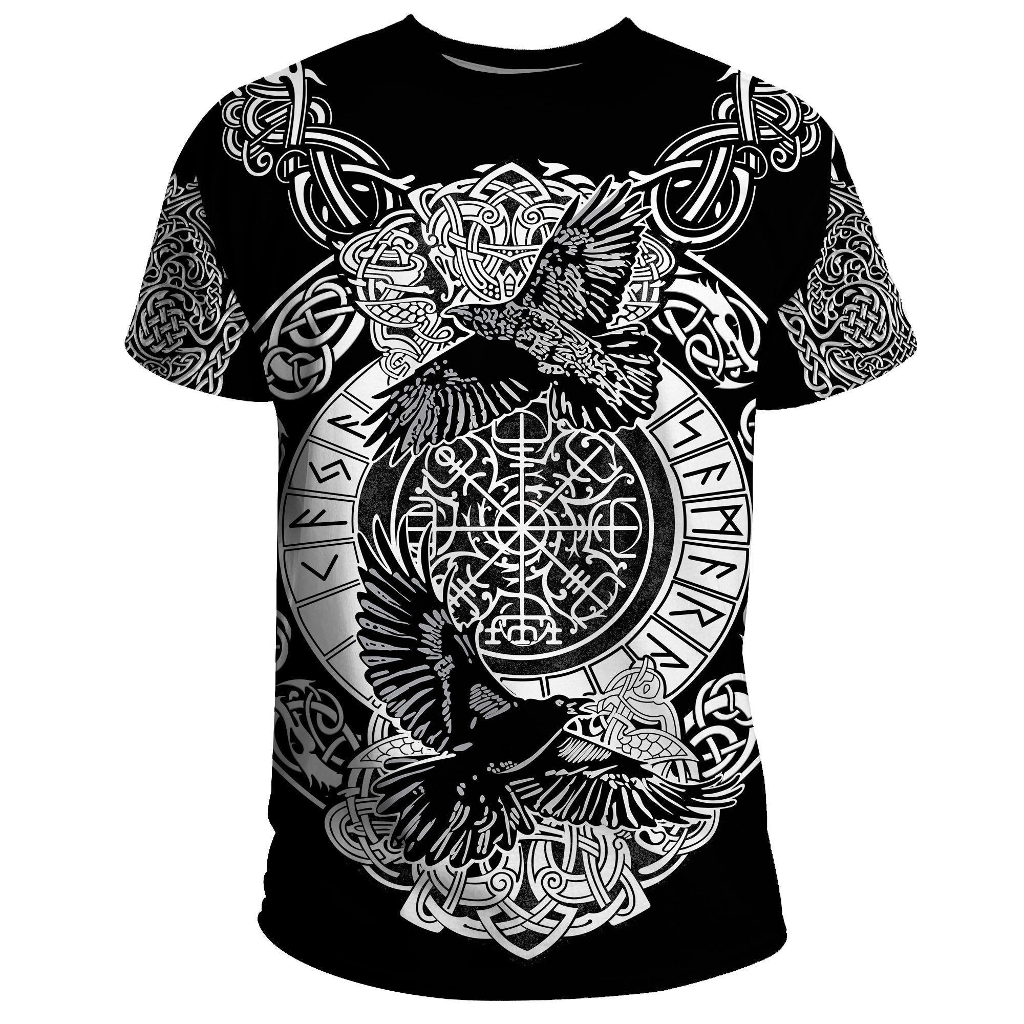 Viking T Shirt Raven and Wolf RLT12 - Wonder Print Shop