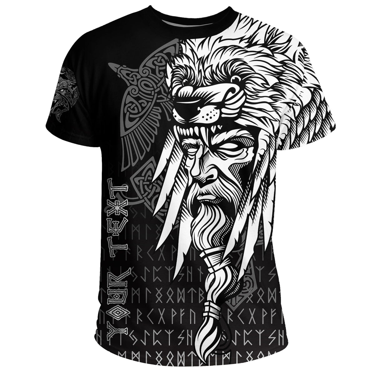 Custom Viking T Shirt Odin Raven And Fenrir On Hand RLT12 - Wonder Print Shop