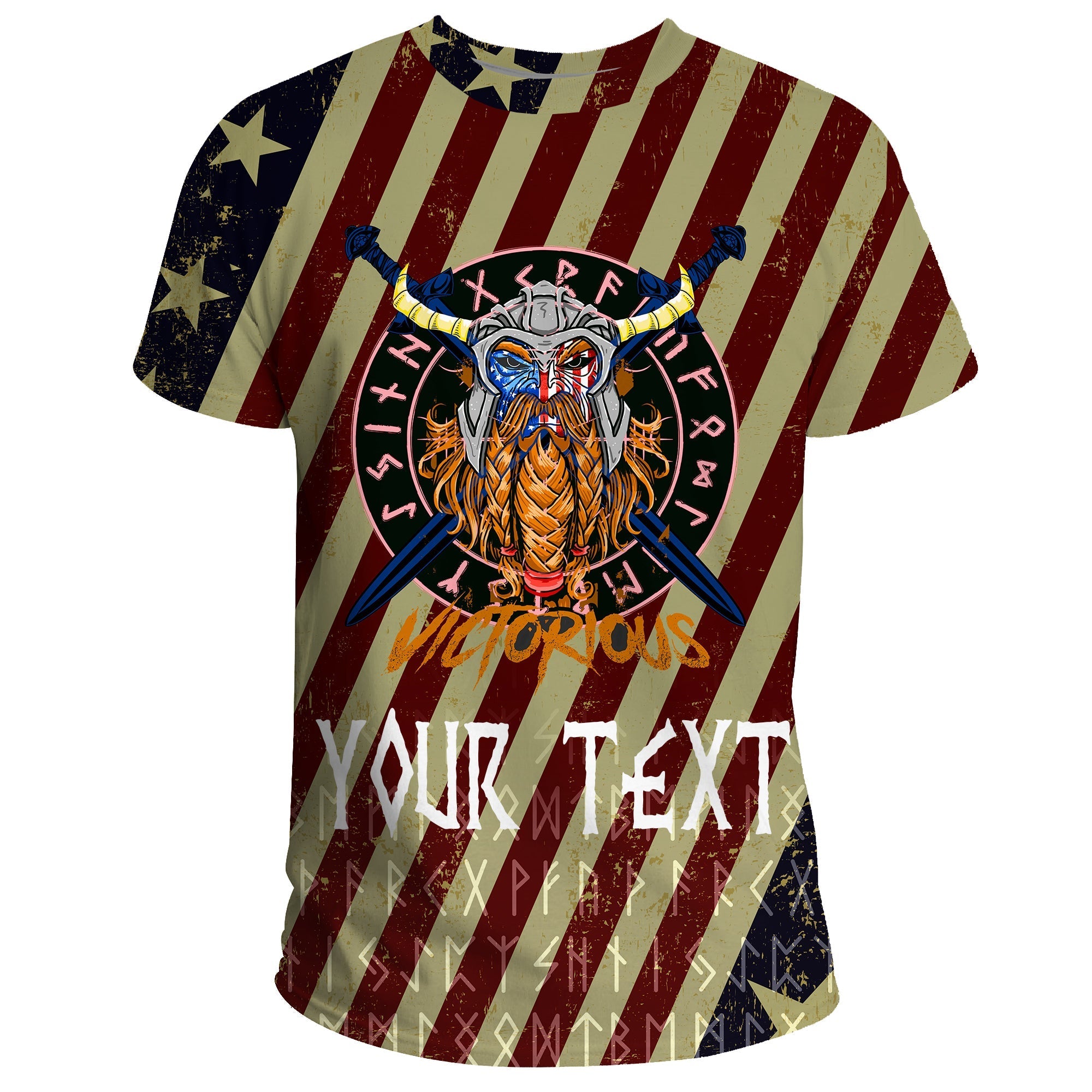 Custom Viking T Shirt American Warrior Victorious RLT12 - Wonder Print Shop
