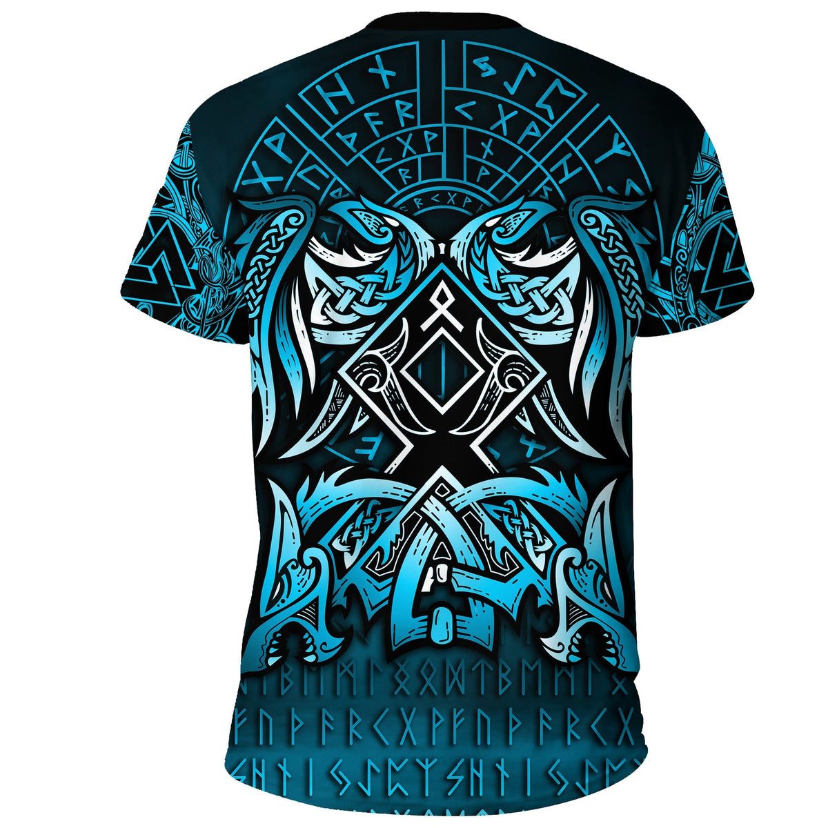 Viking T Shirt Othala and Raven Blue RLT12 - Wonder Print Shop