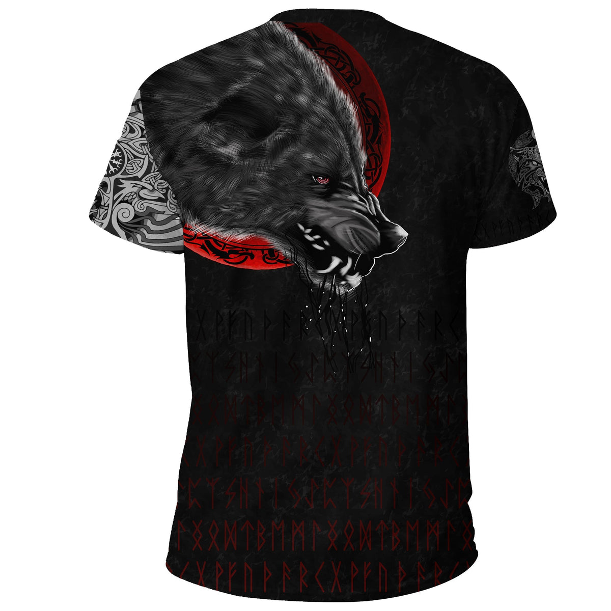 Viking T Shirt Wolf and Blood Moon RLT12 - Wonder Print Shop