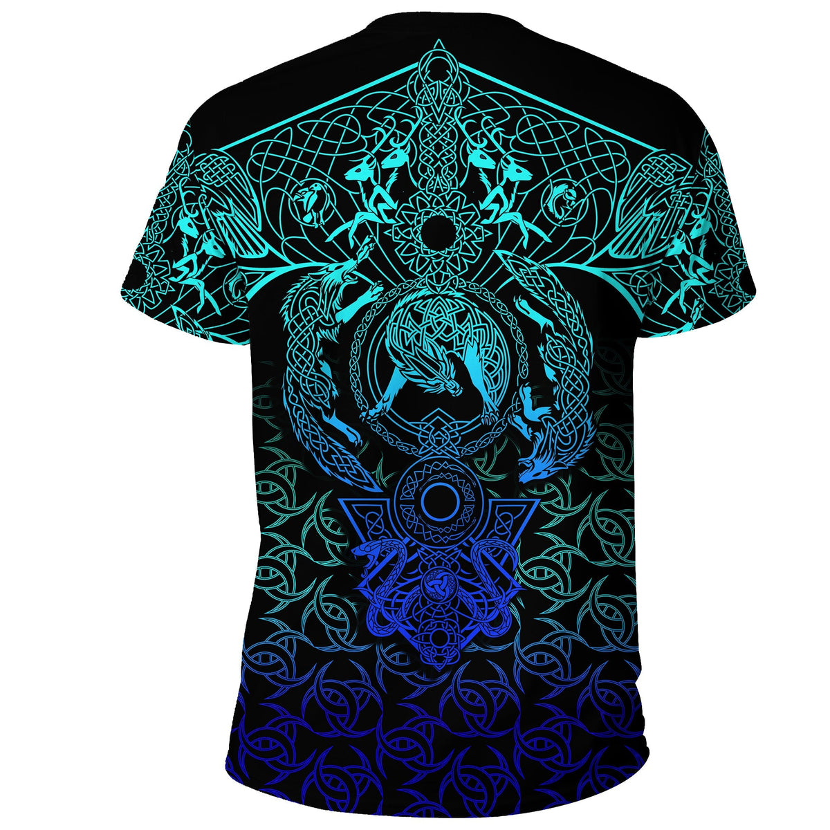 Viking T Shirt Hati and Skoll Tattoo Cyan RLT12 - Wonder Print Shop