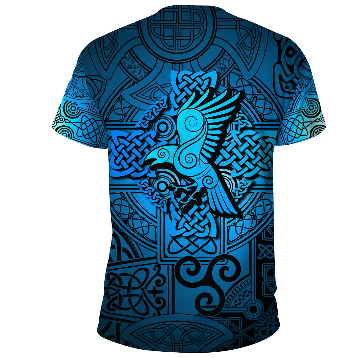 Viking T Shirt Raven Odin Celtic Cyan RLT12 - Wonder Print Shop