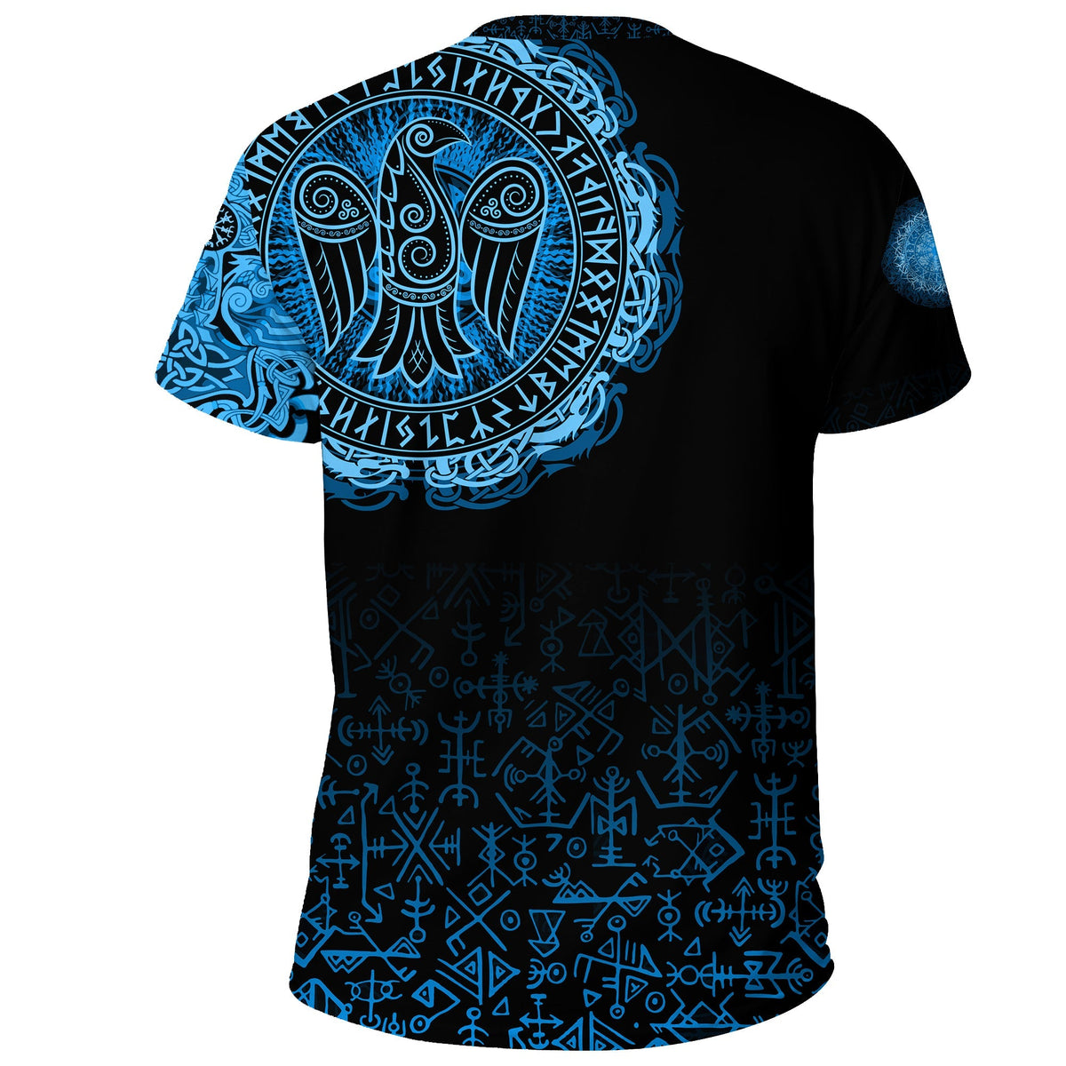 Custom Viking T Shirt Raven Celtic Cyan RLT12 - Wonder Print Shop