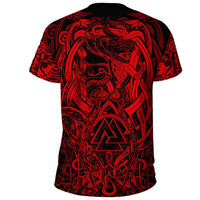 Viking T Shirt Valknut and Dragon Tattoo Red RLT12 - Wonder Print Shop