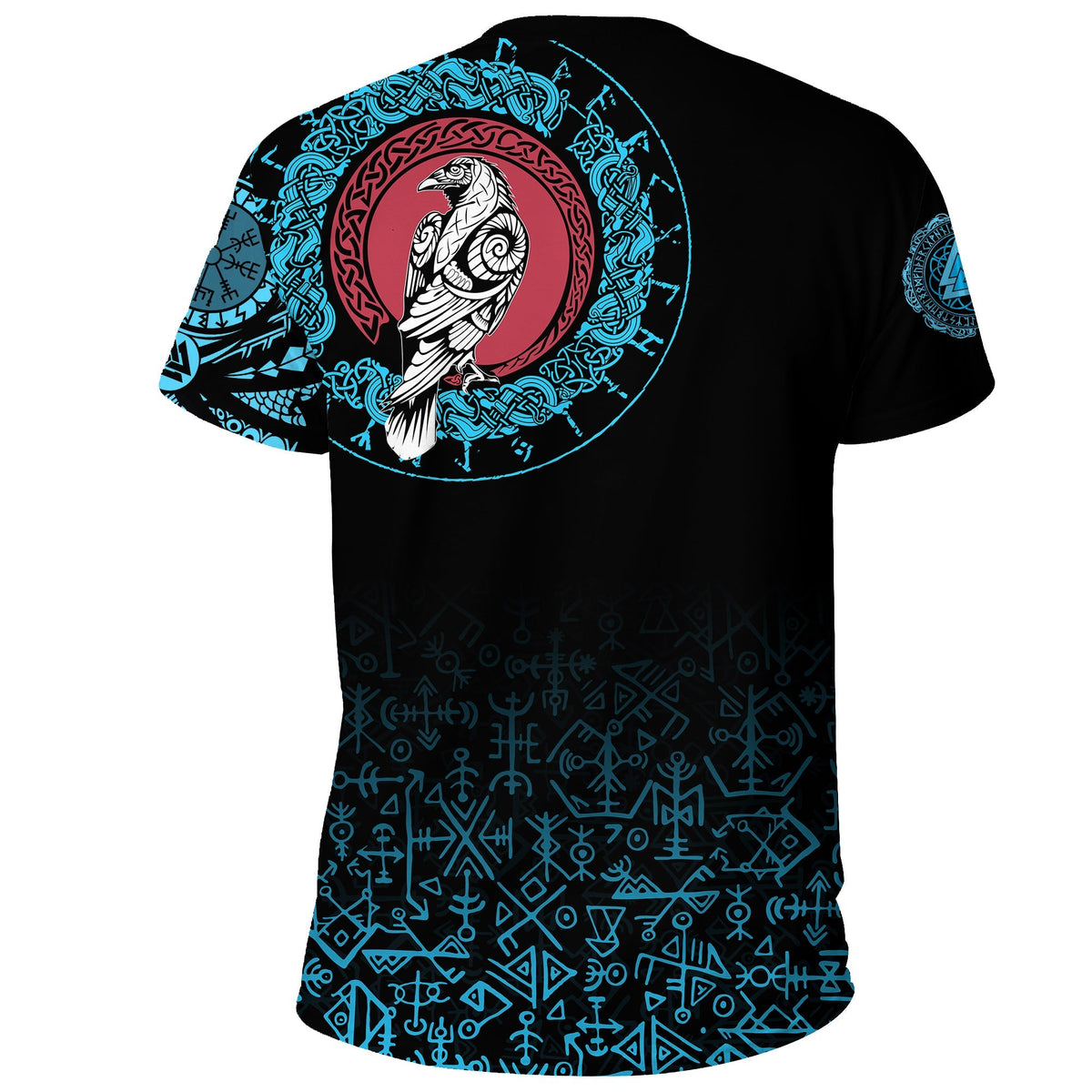 Custom Viking T Shirt Raven Celtic Cyan Tattoo RLT12 - Wonder Print Shop
