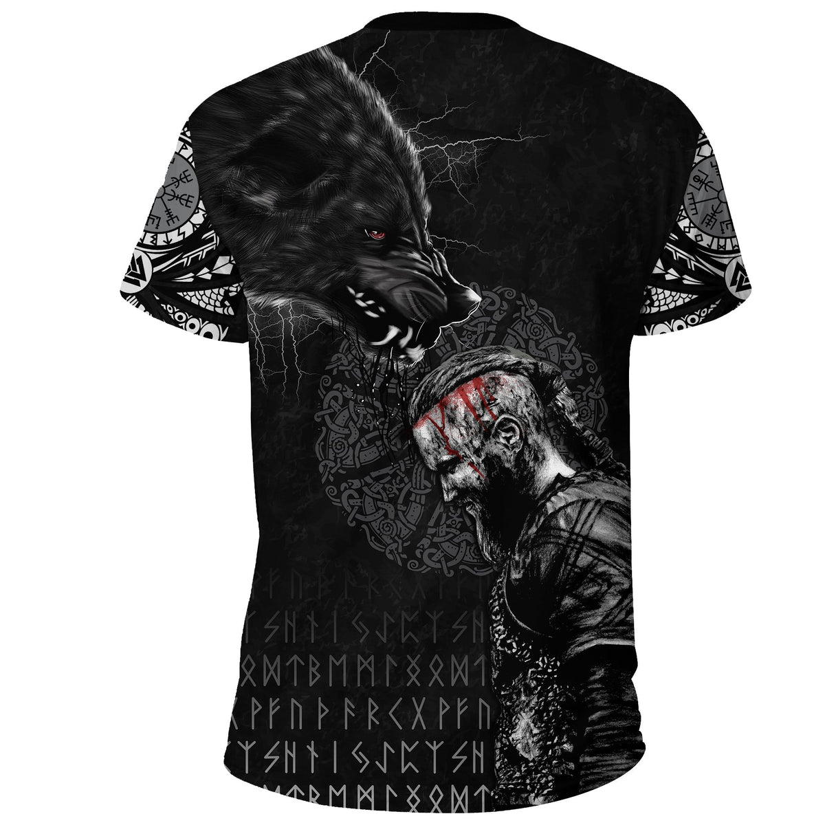 Viking T Shirt Ragnar and Wolf RLT12 - Wonder Print Shop