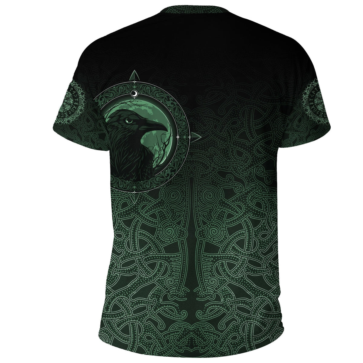 Viking T shirt, Ethnic Odin Raven Green RLT12 - Wonder Print Shop