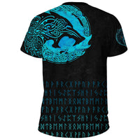 Custom Viking T Shirt Fenrir Wolf Cyan RLT12 - Wonder Print Shop