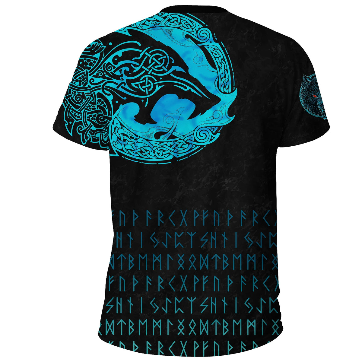 Viking T Shirt Fenrir Wolf Cyan RLT12 - Wonder Print Shop