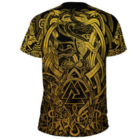 Viking T Shirt Valknut and Dragon Tattoo Golden RLT12 - Wonder Print Shop