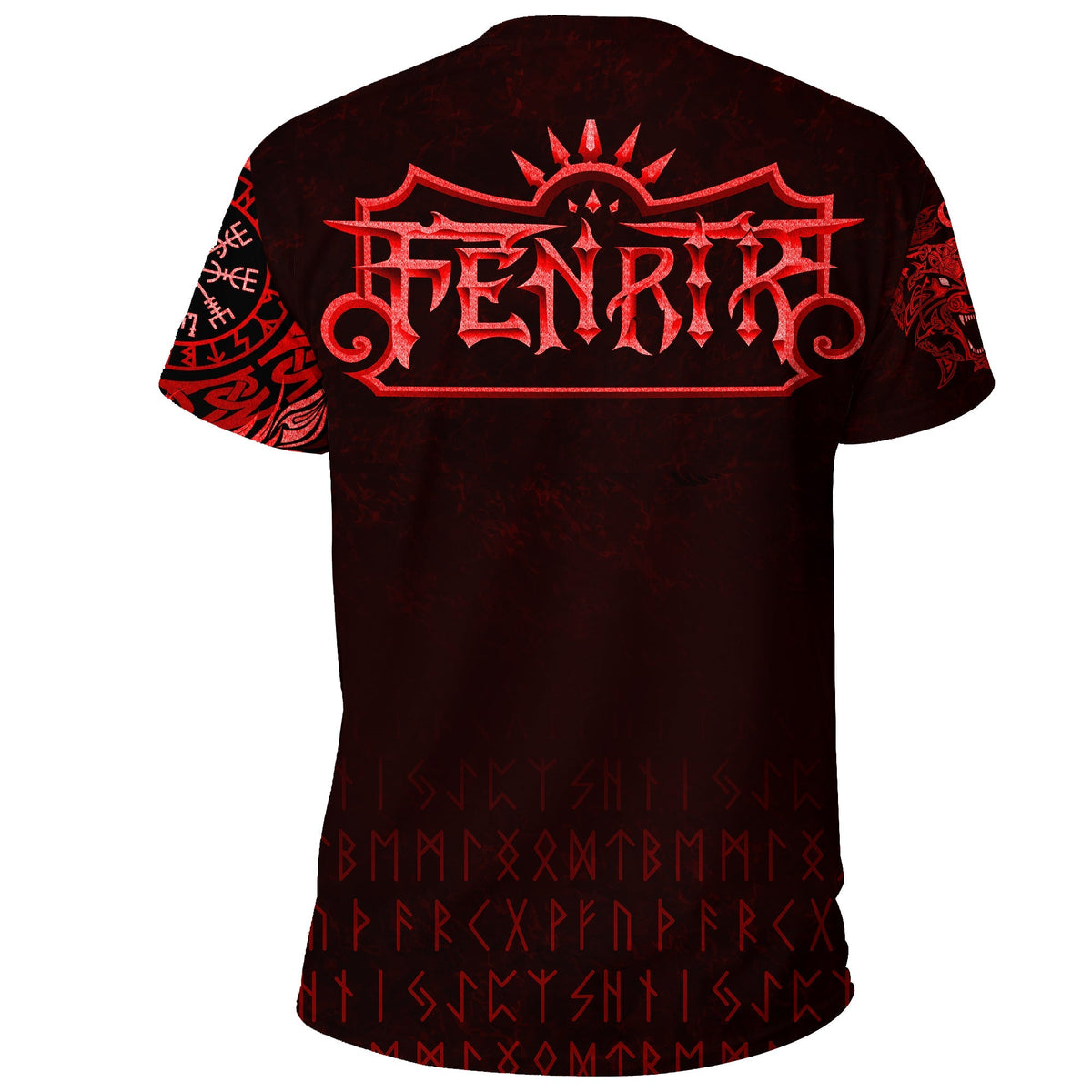 Viking T Shirt Fenrir Wolf Red RLT12 - Wonder Print Shop