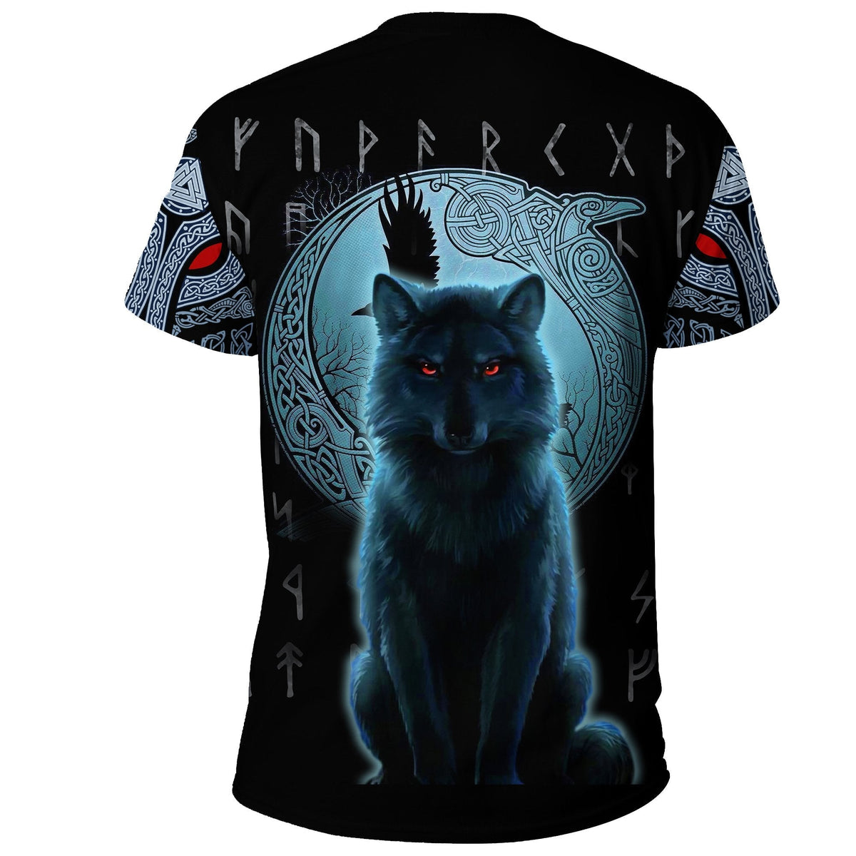 Viking T Shirt, Fenrir Viking Wolf and Moon RLT12 - Wonder Print Shop