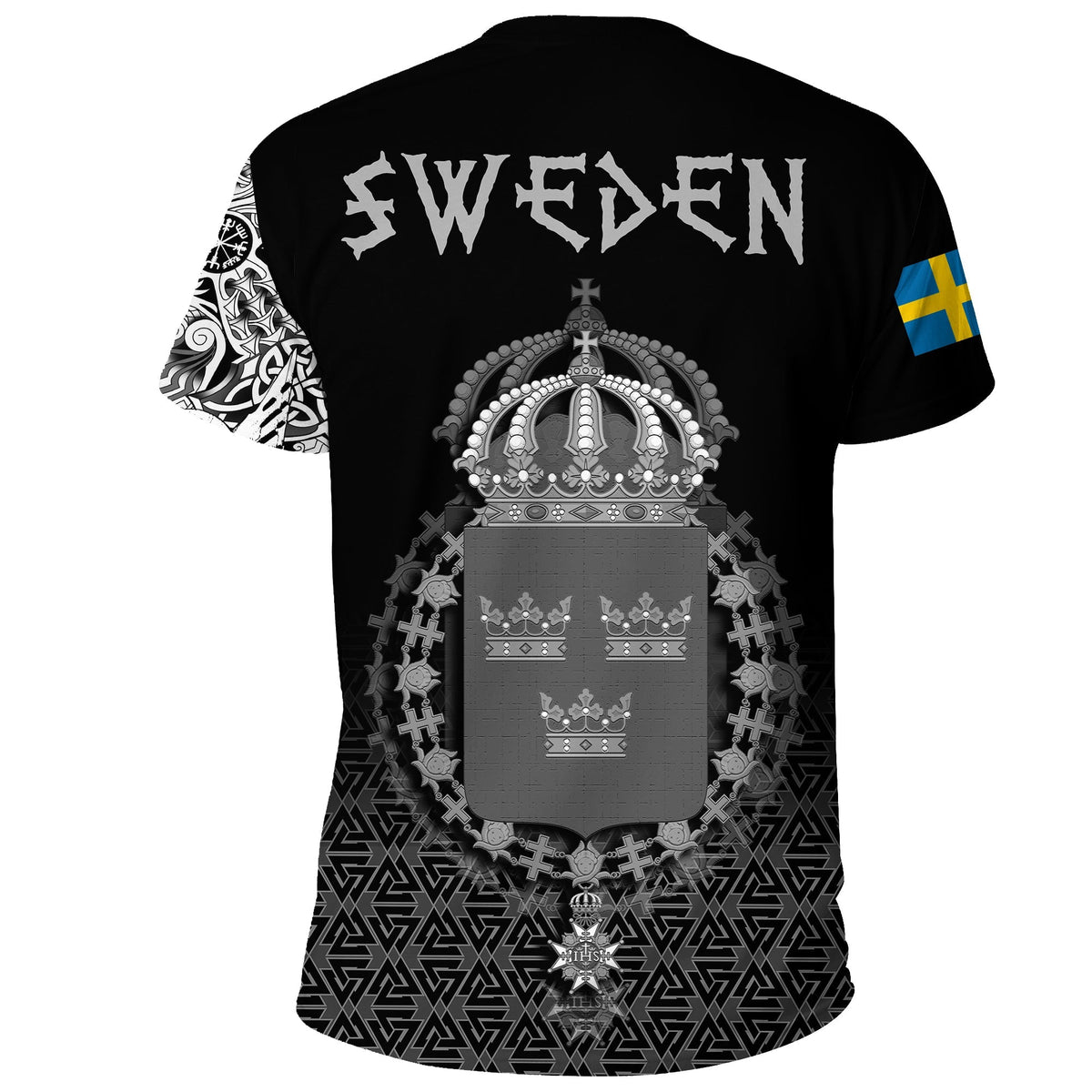 Viking T Shirt Sweden Coat Of Arms RLT12 - Wonder Print Shop