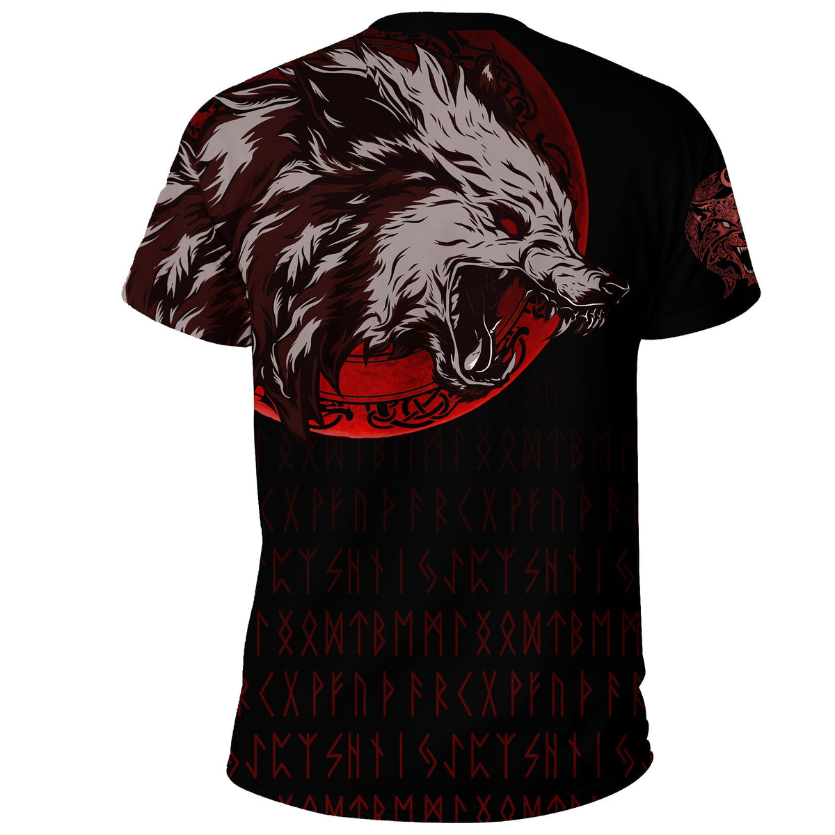 Viking T Shirt Wolf Blood Moon RLT12 - Wonder Print Shop