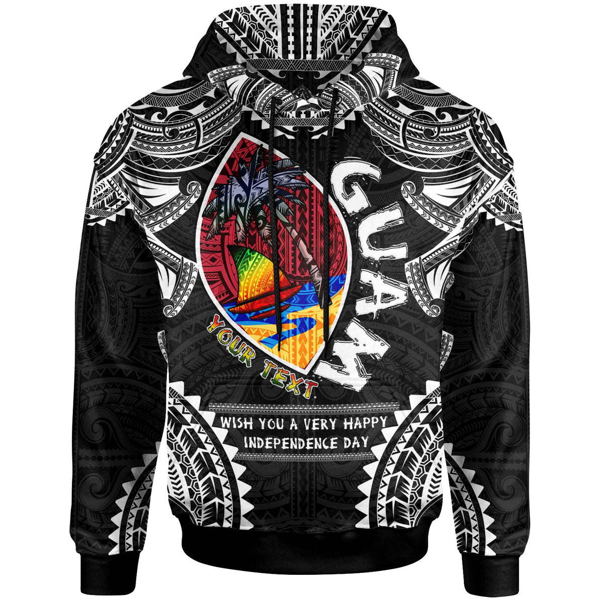 Guam Hoodie Custom Guam independence Day Wish You A Very Happy independence Day With Polynesian Patterns LT10 - Wonder Print Shop