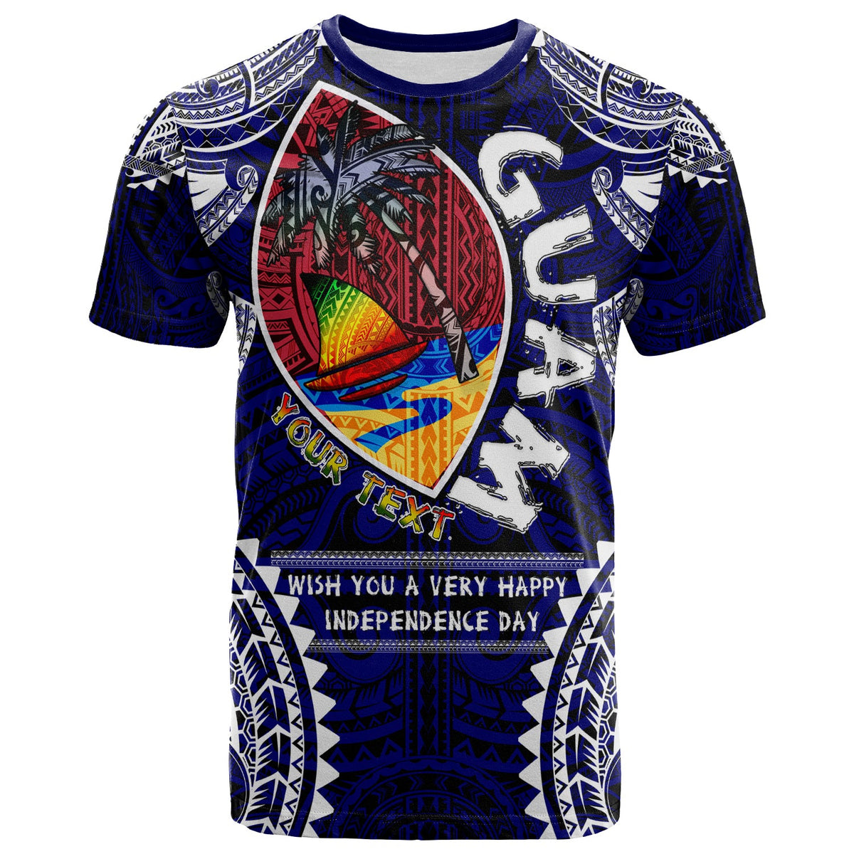 Guam T Shirt Custom Guam independence Day Wish You A Very Happy independence Day With Polynesian Patterns LT10 - Wonder Print Shop
