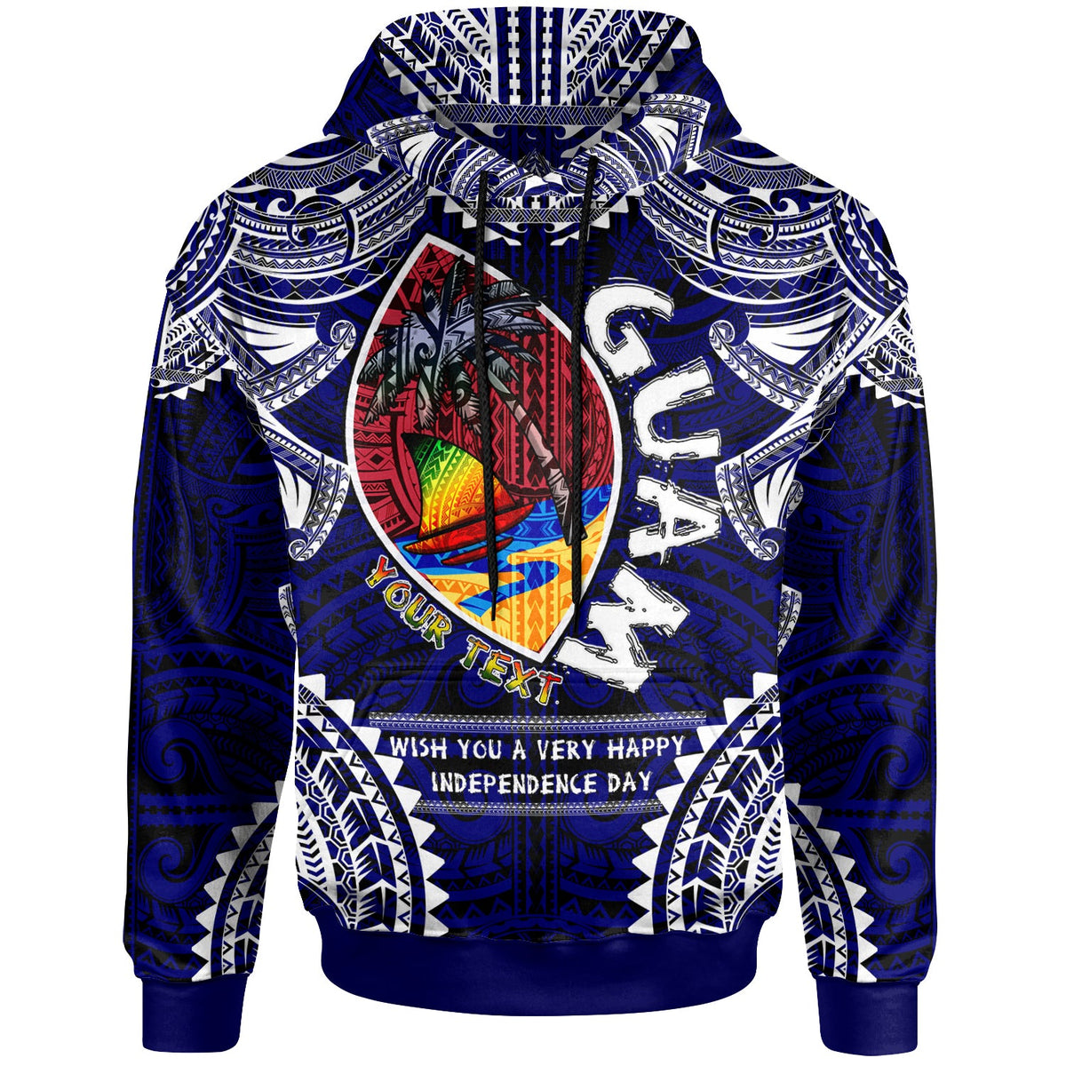 Guam Hoodie Custom Guam independence Day Wish You A Very Happy independence Day With Polynesian Patterns LT10 - Wonder Print Shop