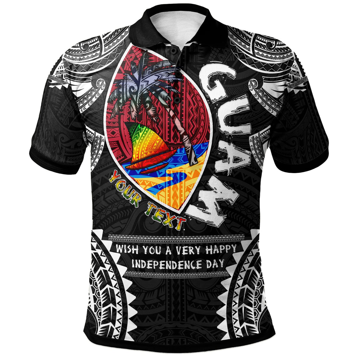 Guam Polo Shirt Custom Guam independence Day Wish You A Very Happy independence Day With Polynesian Patterns LT10 - Wonder Print Shop