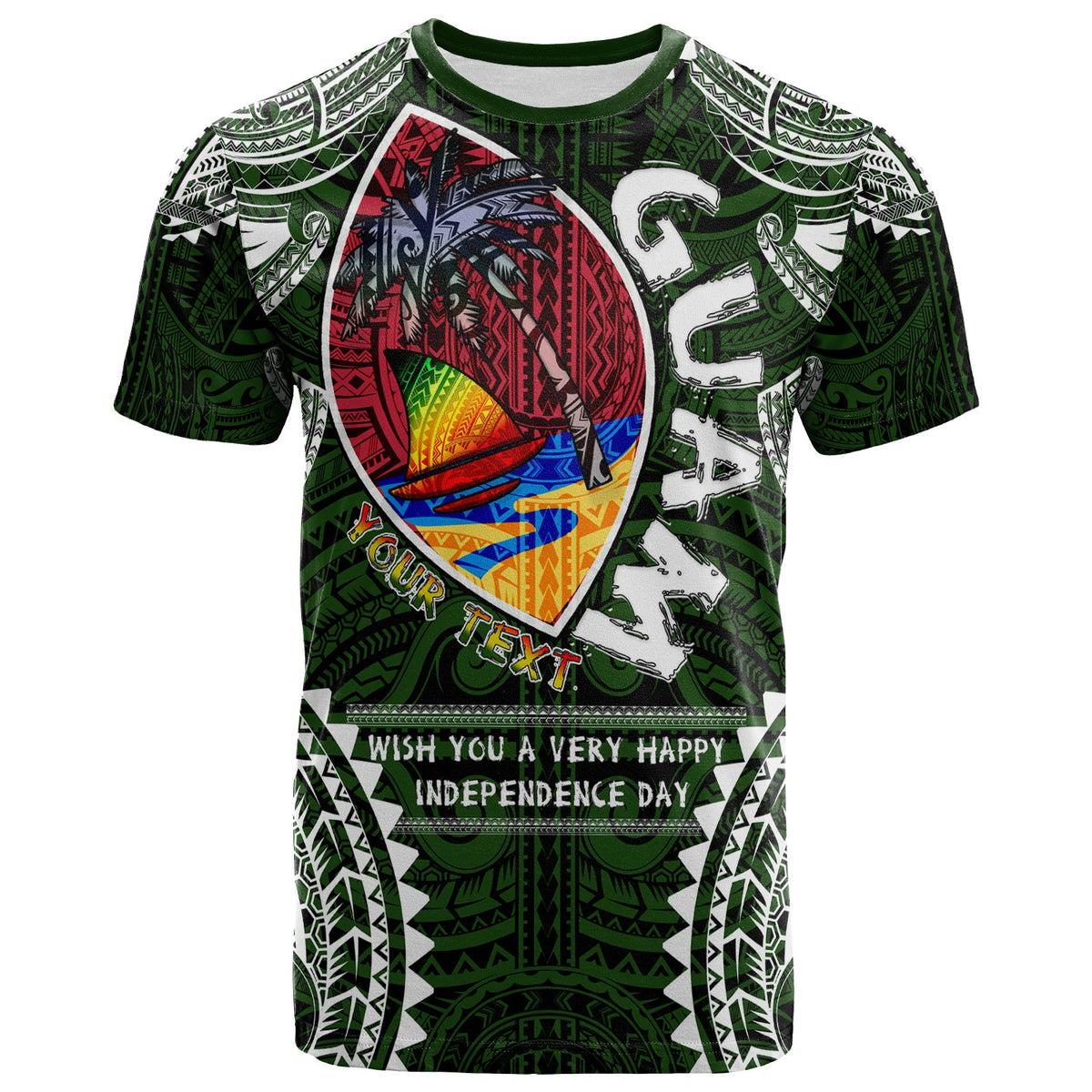 Guam T Shirt Custom Guam independence Day Wish You A Very Happy independence Day With Polynesian Patterns LT10 - Wonder Print Shop