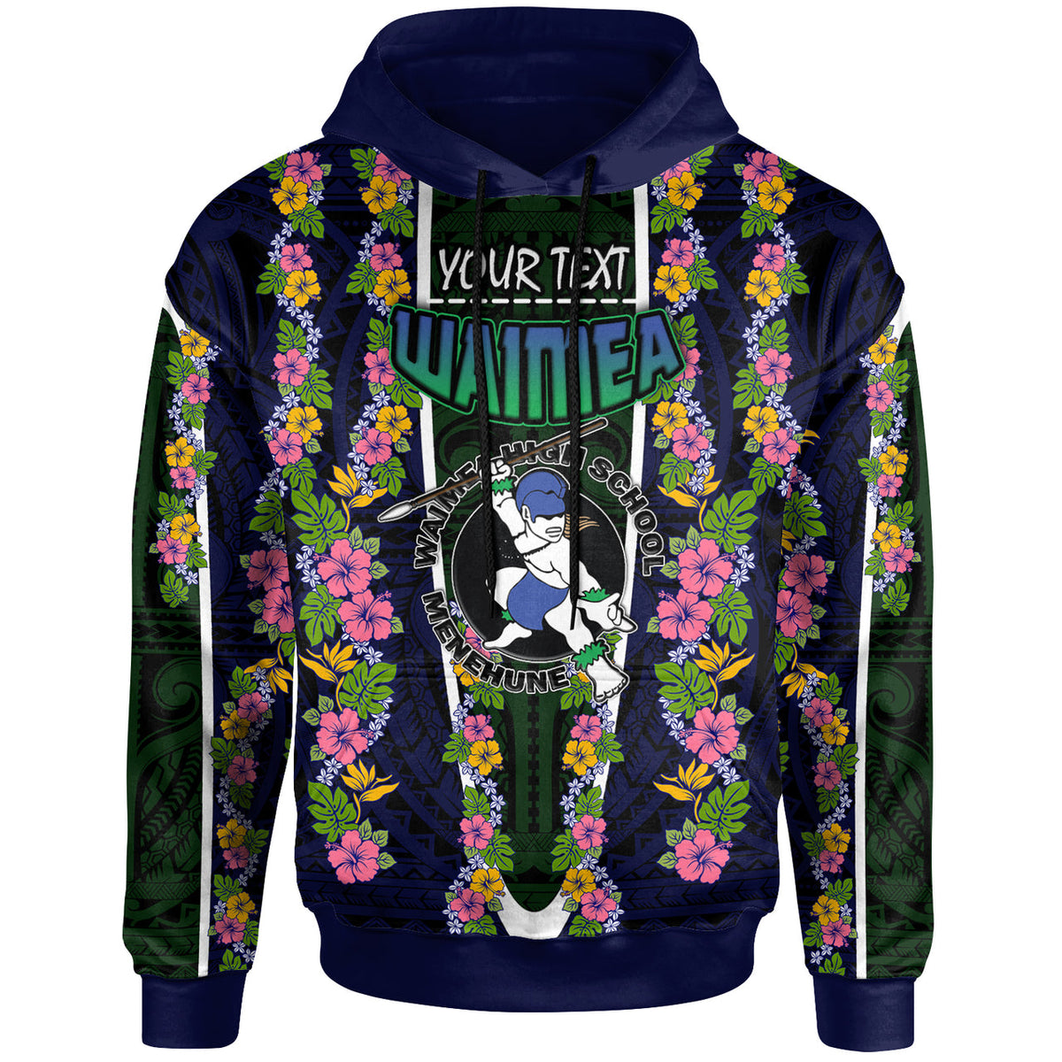 Hawaii Waimea High School Custom Hoodie Waimea High School Polynesian With Floral Pattern LT10 - Wonder Print Shop