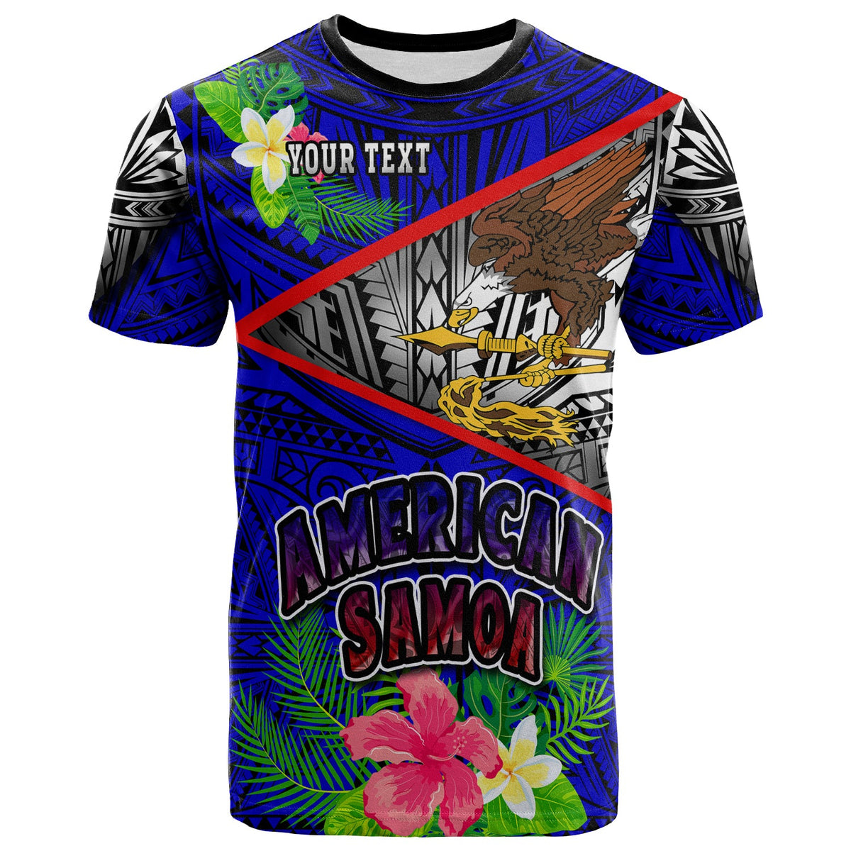 American Samoa T Shirt Custom American Samoa Eagle Flag Style With Polynesian Patterns T Shirt LT10 - Wonder Print Shop
