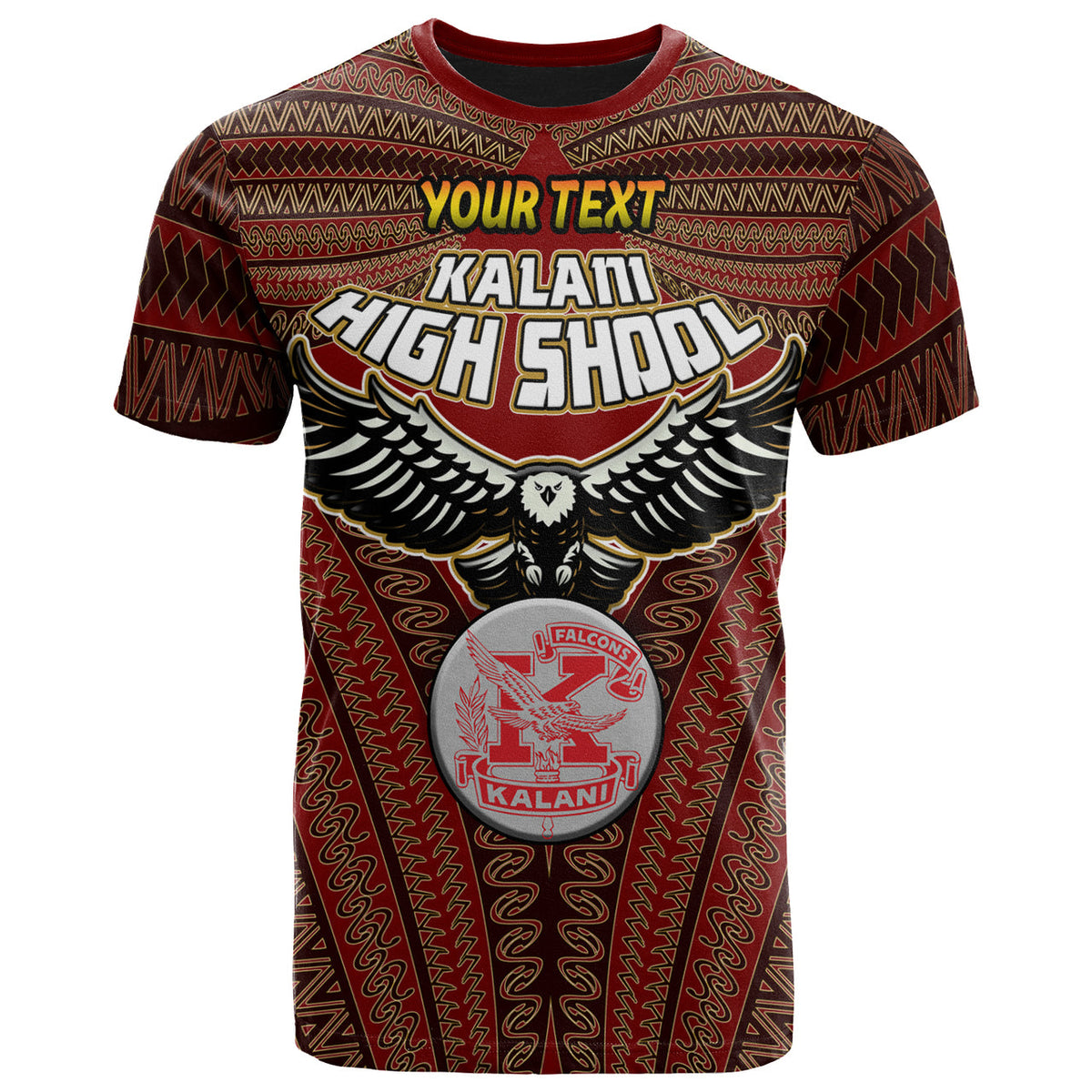 Hawaii Kalani High School Custom T Shirt Kalani High School Polynesian With Falcon Pattern LT10 - Wonder Print Shop