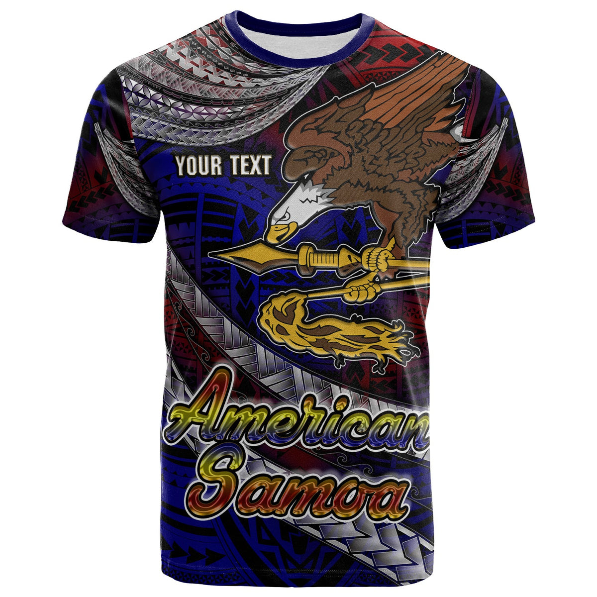 American Samoa T Shirt Custom American Samoa Eagle With Polynesian Patterns T Shirt LT10 - Wonder Print Shop